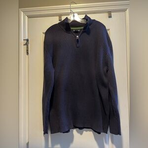Men’s Lands End Navy Quarter Zip Pullover long sleeve sweater. Size XXL